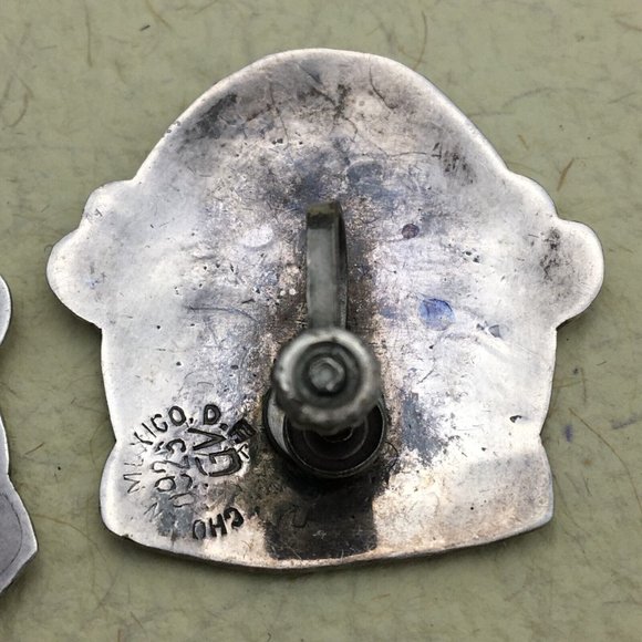 Rare Mexico VGV Modernist Sterling Silver Screw Back Earrings 925 - Picture 6 of 7